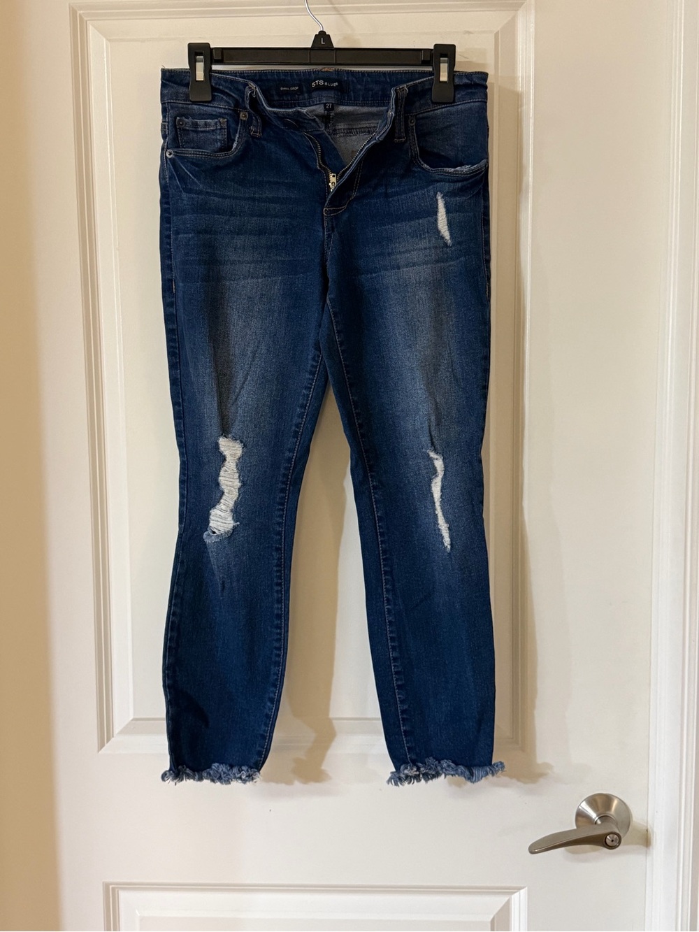 STS Blue Dark Indigo Ripped Cropped Jeans